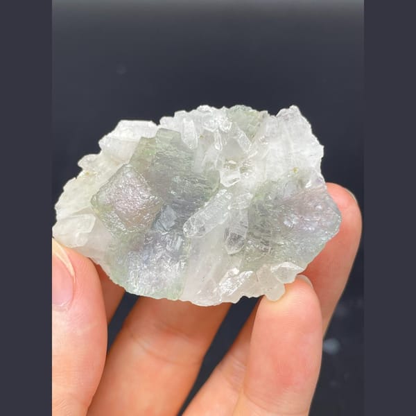 Glassy pale blue-green fluorite from Shangbao Hunan — detail view