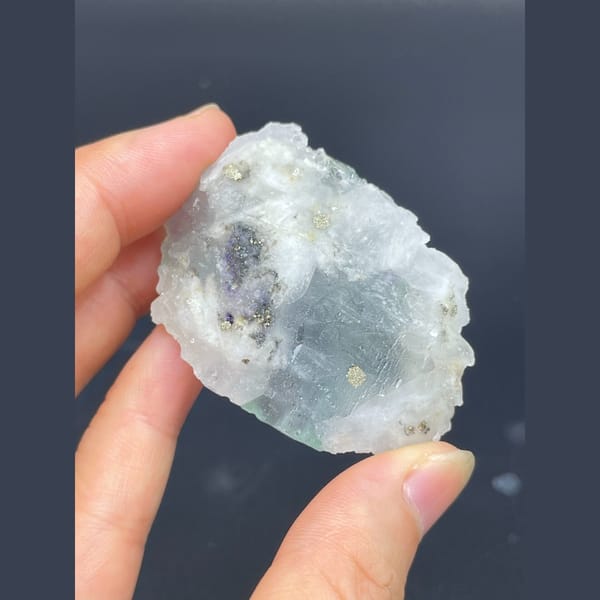 Glassy pale blue-green fluorite from Shangbao Hunan — detail view