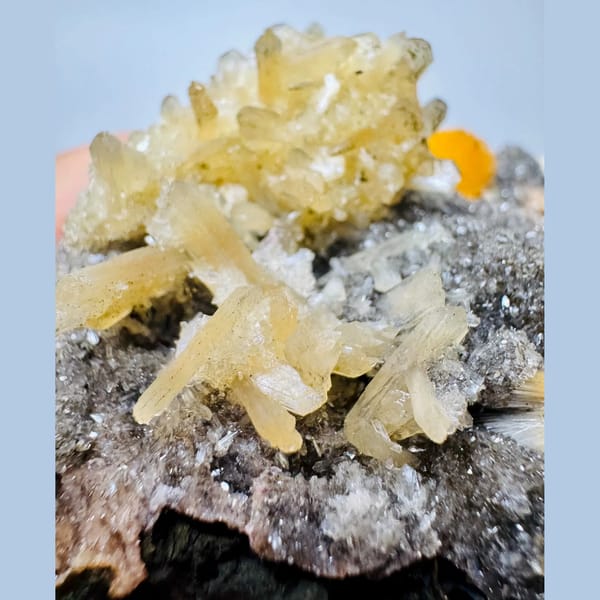 Orange Zeolite Spheres on Basalt India 9.0 cm — alternate view