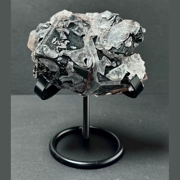 Black Chocolate Calcite on Stand 8.0 cm — complete view