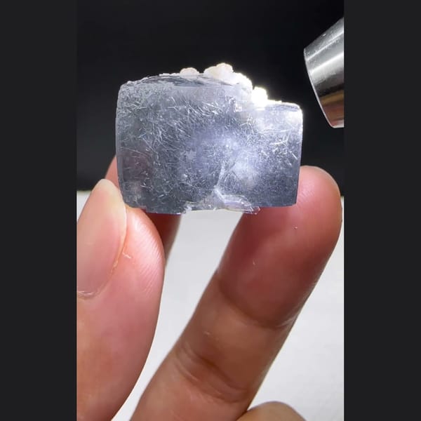 Grey Fluorite with Bismuthinite Yaogangxian 2.1 cm — alternate view