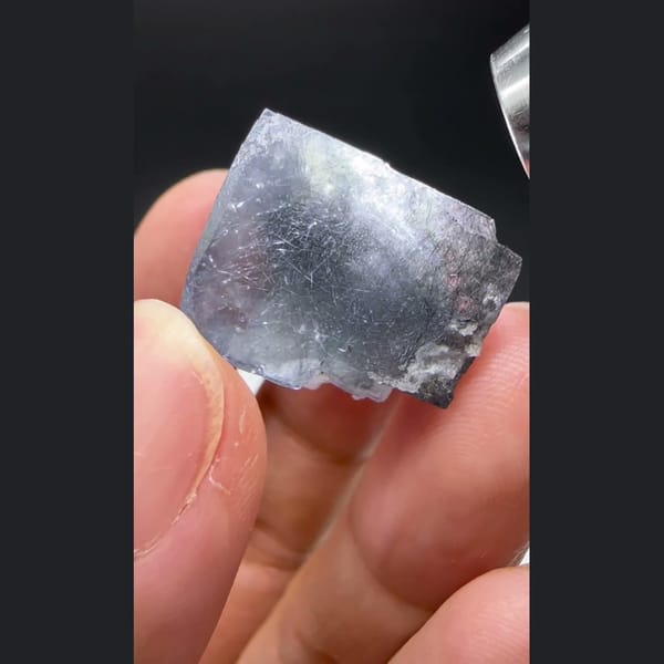 Grey Fluorite with Bismuthinite Yaogangxian 2.1 cm — alternate view
