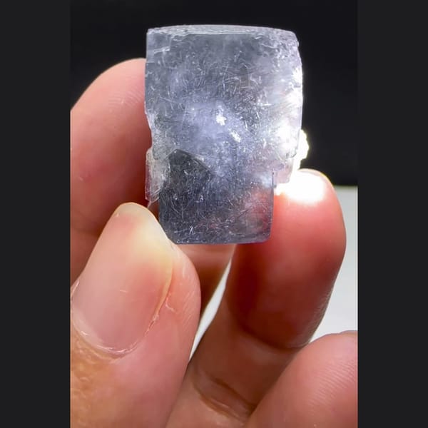 Grey Fluorite with Bismuthinite Yaogangxian 2.1 cm — detail view