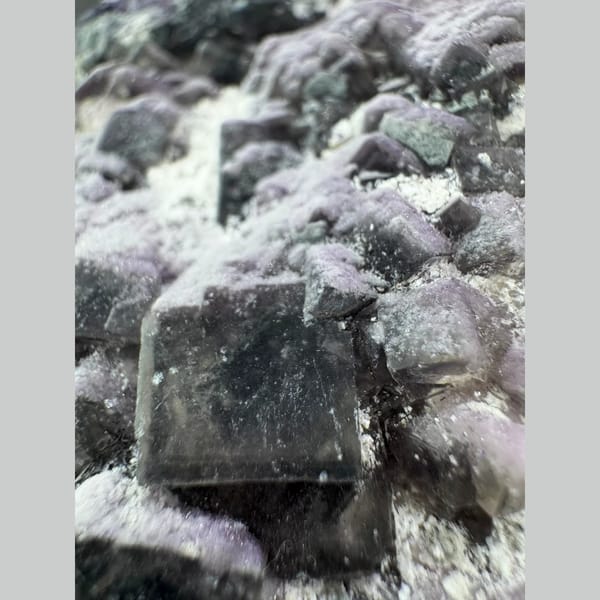 Purple Fluorite with White Inclusions Henan 11.0 cm — detail view