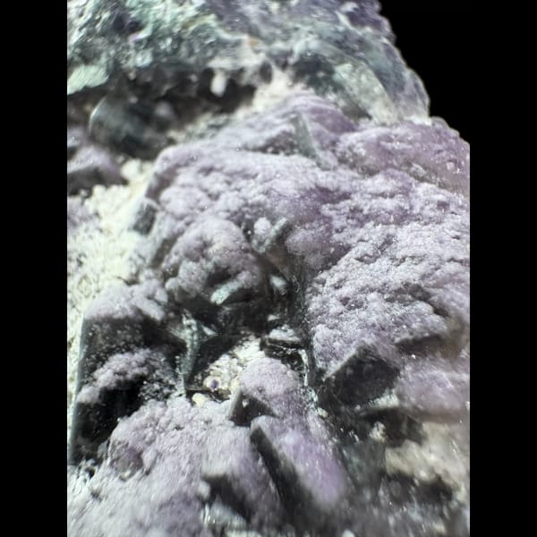 Purple Fluorite with White Inclusions Henan 11.0 cm — detail view