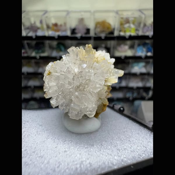 White Creedite Flower with Yellow Inclusions 4.0 cm — alternate view