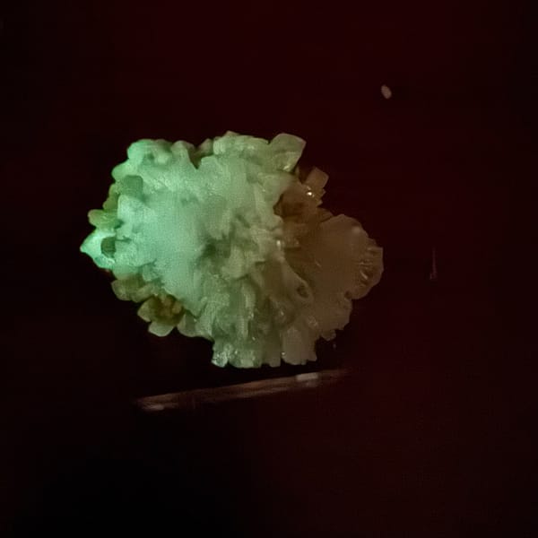 White Creedite Flower with Yellow Inclusions 4.0 cm — detail view