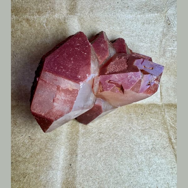 Red Quartz Crystal Cluster Shanxi 6.0 cm — complete view