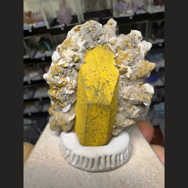 Yellow Quartz with White Calcite Inner Mongolia 4.5 cm — complete view