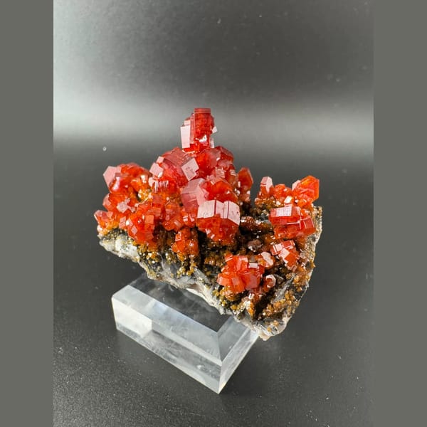Red Vanadinite with Barite Morocco 6.0 cm — alternate view
