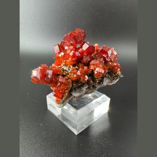 Red Vanadinite with Barite Morocco 6.0 cm — alternate view