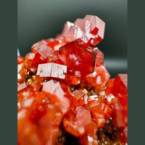 Red Vanadinite with Barite Morocco 6.0 cm — detail view