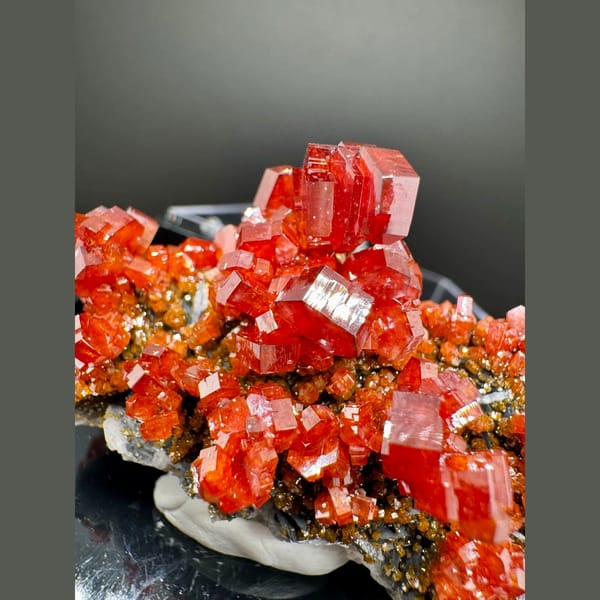 Red Vanadinite with Barite Morocco 6.0 cm — detail view