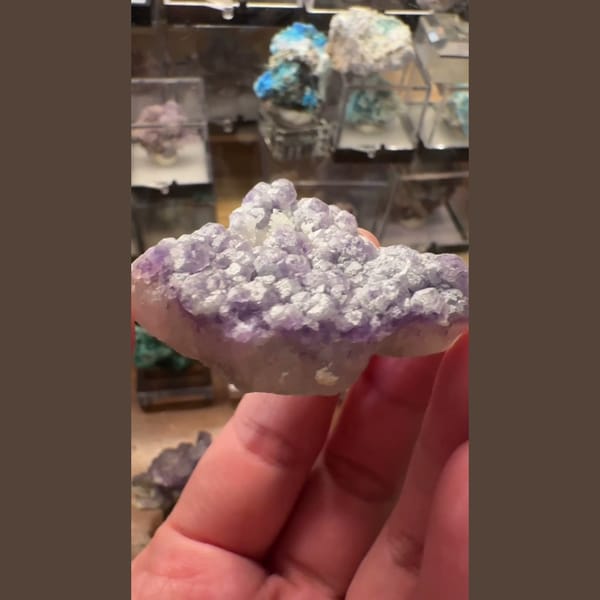 Purple Fluorite on White Crystals 6.0 cm — alternate view