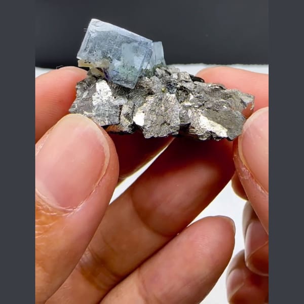 Arsenopyrite with Blue Fluorite Yaogangxian 3.0 cm — alternate view