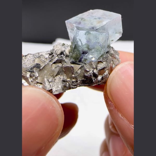 Arsenopyrite with Blue Fluorite Yaogangxian 3.0 cm — alternate view