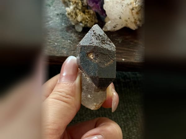 Madagascar Black Skeletal Quartz Scepter with Pyrite, 26.8 g Mineral Specimen — alternate view