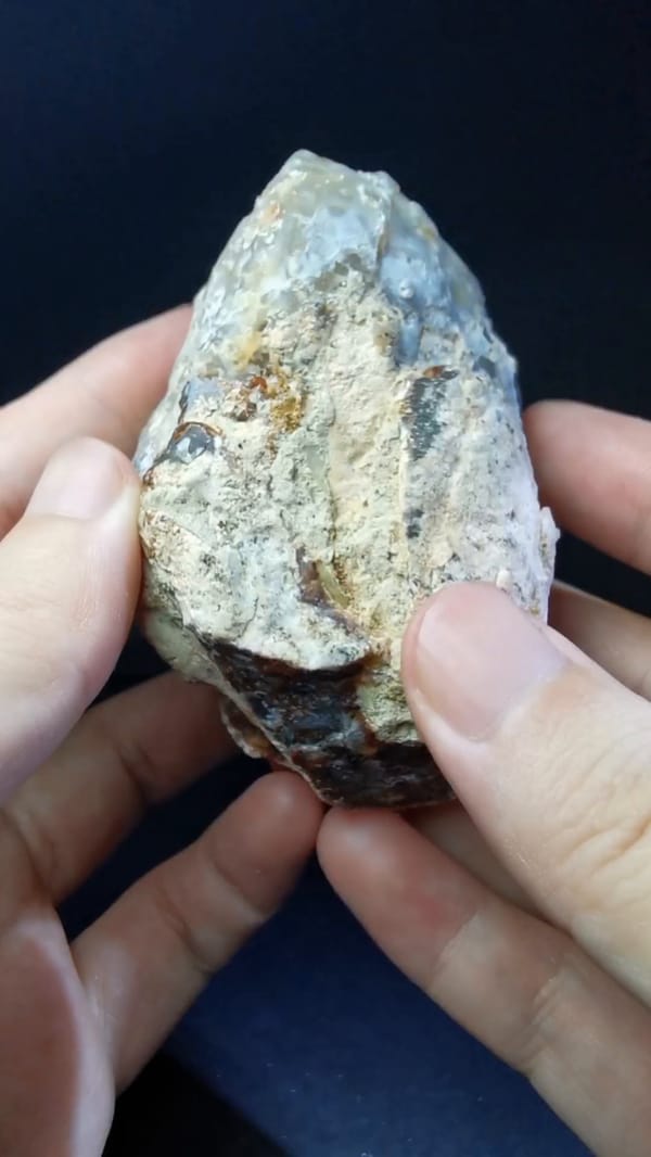 Complete opposite closed-side view of the exact two-piece agate geode