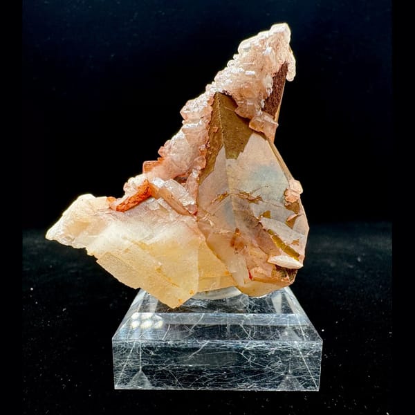 Pink Calcite on Dogtooth Calcite 7.0 cm — complete view