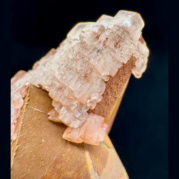 Pink Calcite on Dogtooth Calcite 7.0 cm — detail view