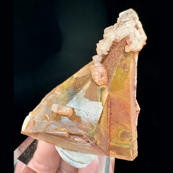 Pink Calcite on Dogtooth Calcite 7.0 cm — detail view