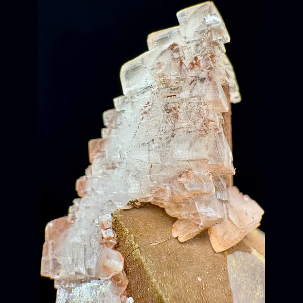 Pink Calcite on Dogtooth Calcite 7.0 cm — detail view