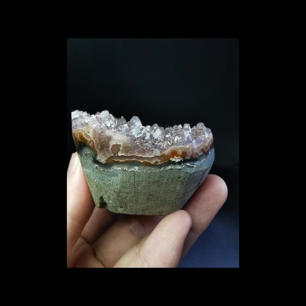 Pink-purple amethyst druze shaped as a cake cup from Uruguay — alternate view