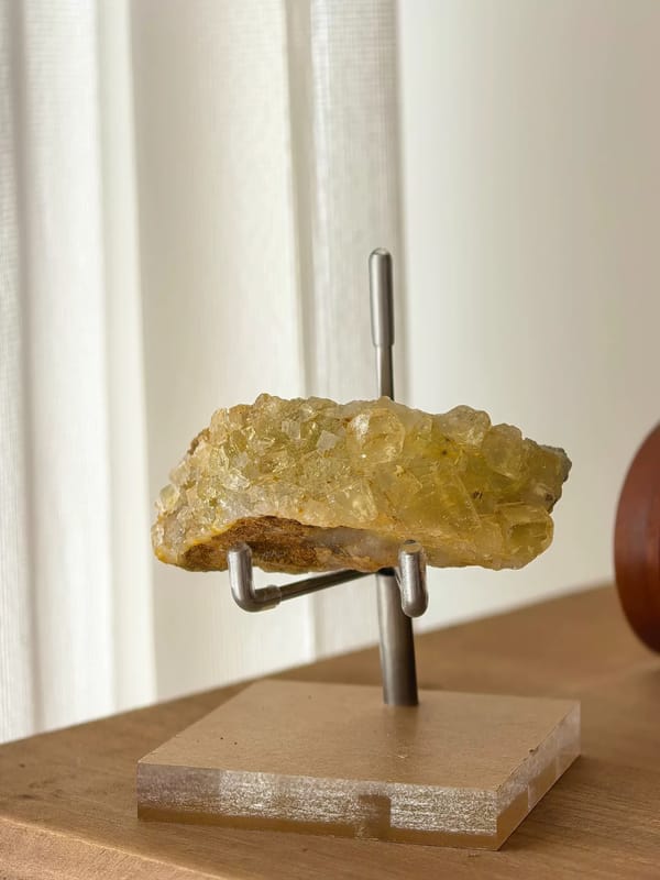 Honey Yellow Fluorite Cubes on Curved Matrix — Huairou — individual mineral specimen view 1