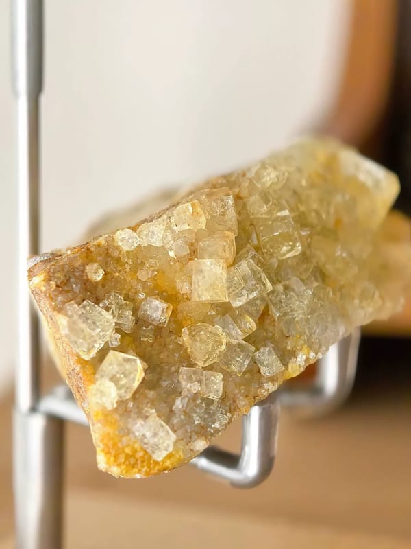 Honey Yellow Fluorite Cubes on Curved Matrix — Huairou — individual mineral specimen view 3