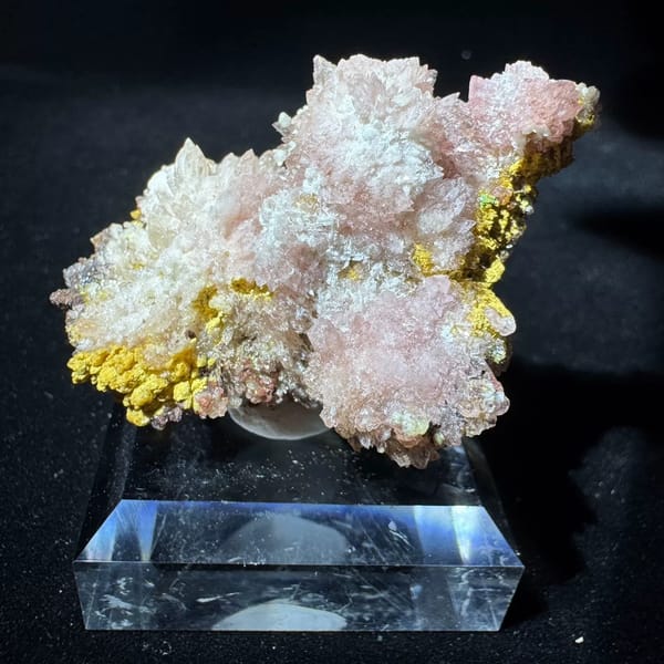 Pink-White Creedite with Yellow Inclusions Guizhou 6.5 cm — alternate view