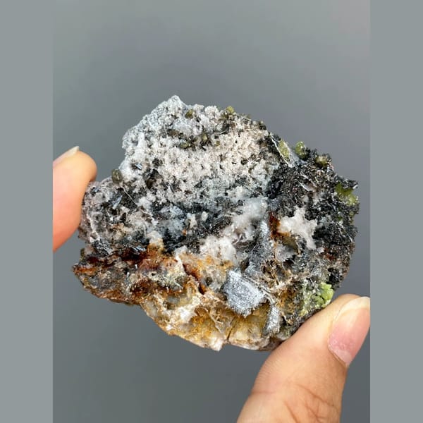 Yellow-green pyromorphite on quartz from Yangjiang, Guangdong — alternate view