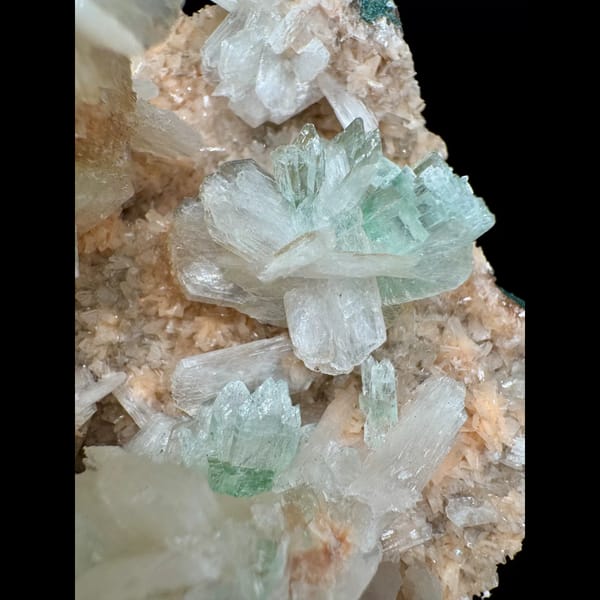 White Apophyllite with Green Apophyllite India 9.0 cm — alternate view
