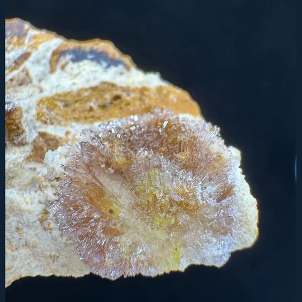 Pink-White Creedite on Matrix with Stand 8.5 cm — detail view