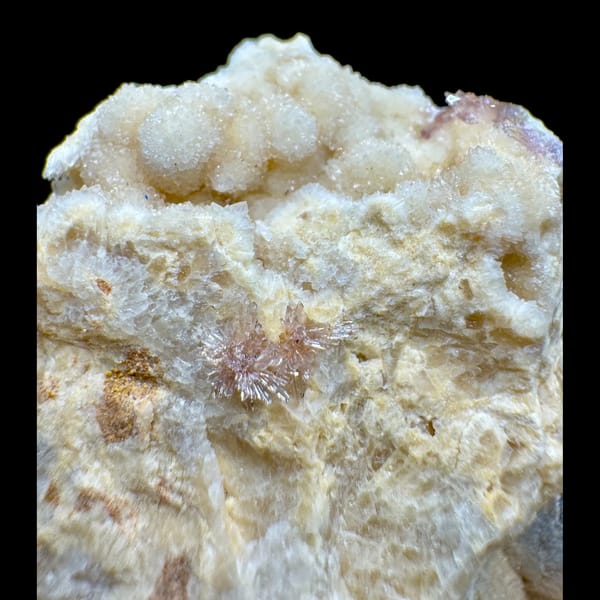 Pink-White Creedite on Matrix with Stand 8.5 cm — detail view