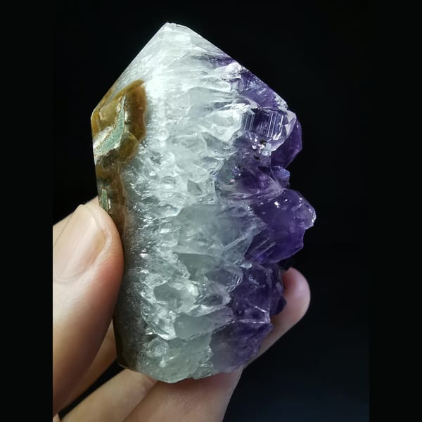 Polished Uruguayan amethyst tower with large points — alternate view