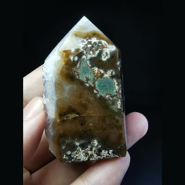 Polished Uruguayan amethyst tower with large points — alternate view