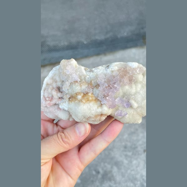 Large pale pink and white fluorite from Guizhou — alternate view