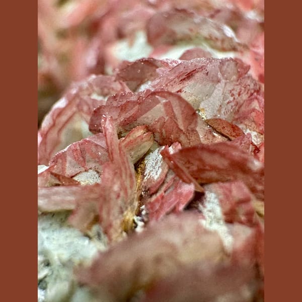 Green Quartz with Red Calcite Flowers Inner Mongolia 7.0 cm — detail view
