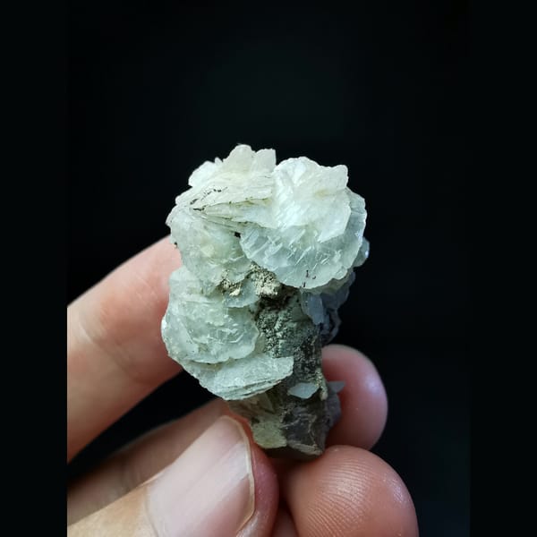 Quartz with a large white calcite flower ball — alternate view