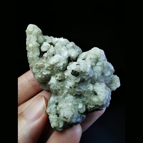 White calcite flowers on quartz — complete view