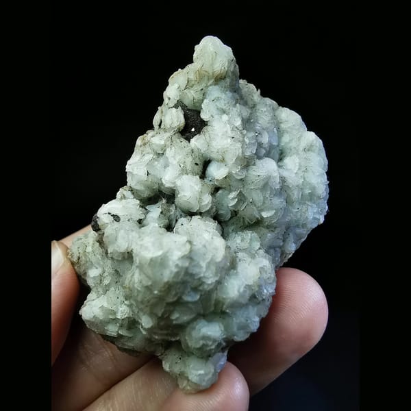 White calcite flowers on quartz — alternate view