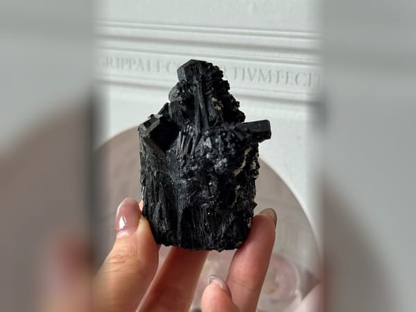 Namibia Black Tourmaline with Mica 127 g, Freestanding Schorl Mineral Specimen — complete view