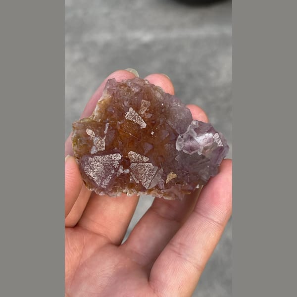 Rose purple transparent fluorite cluster from Zhejiang — alternate view