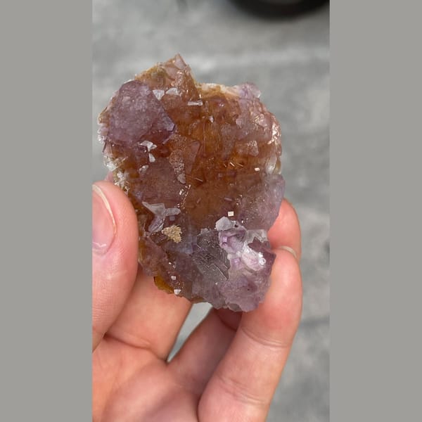Rose purple transparent fluorite cluster from Zhejiang — alternate view