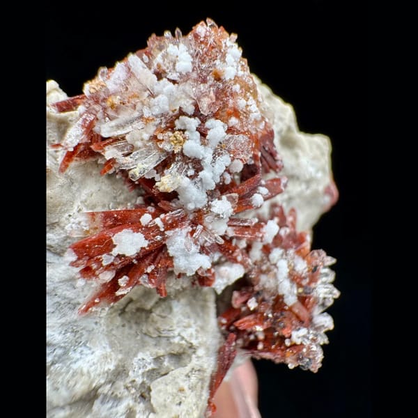 Wine-Red Creedite with White Crystals 6.5 cm — detail view