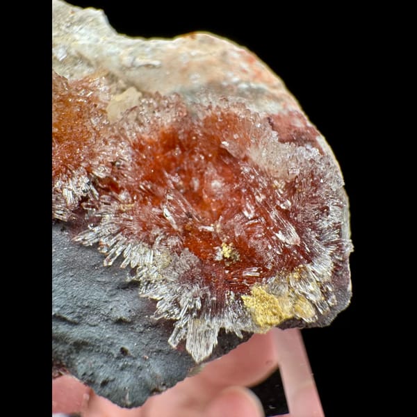 Red-Orange Creedite on Dark Matrix 4.5 cm — alternate view