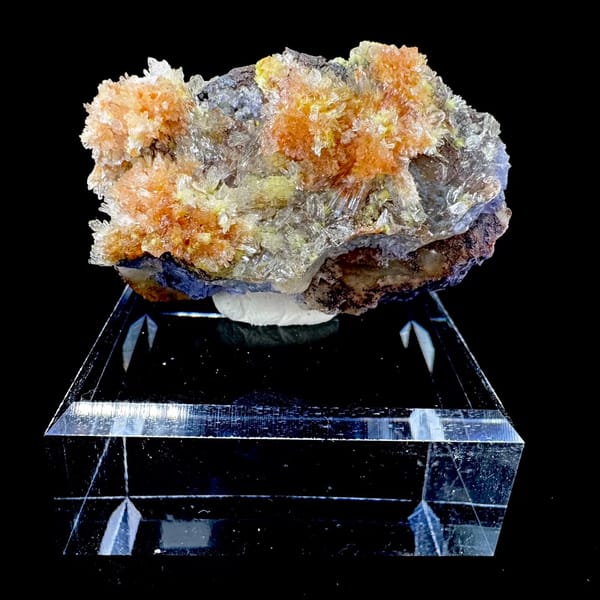 Orange-Yellow Creedite Clusters on Matrix 5.0 cm — complete view