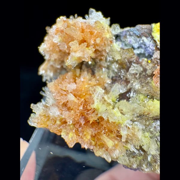 Orange-Yellow Creedite Clusters on Matrix 5.0 cm — alternate view
