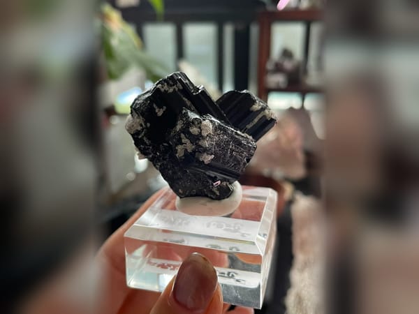 Namibia Black Tourmaline on Feldspar 50.3 g, Terminated Schorl Mineral Specimen — alternate view