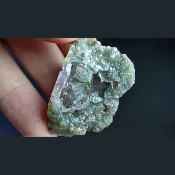 Icy fluorite on mica matrix — alternate view